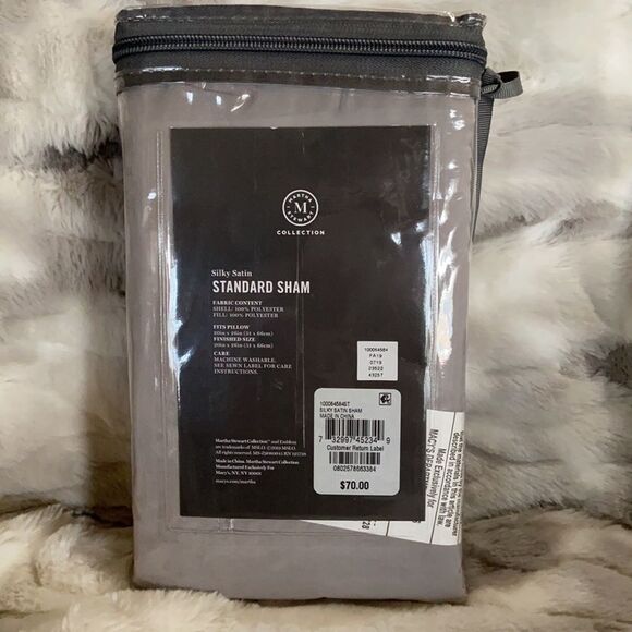 Martha Stewart Silky Satin Gray Tufted Pillow Sham - Picture 4 of 6